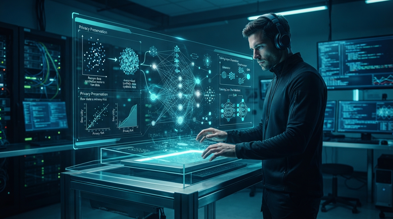Editorial illustration for Synthetic Data for Machine Learning: How Statistical Models, VAEs and GANs Tackle Privacy and Scarcity